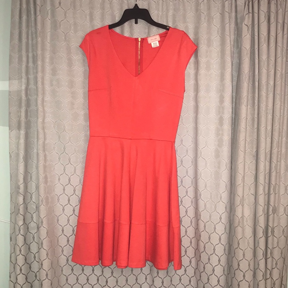 Love..Ady Cap Sleeve Coral Skater Dress